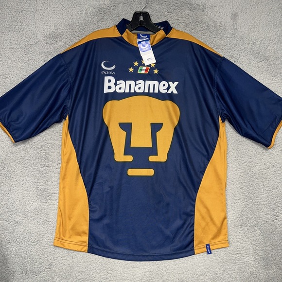 NWT Silver Pumas UNAM Mexico Jersey Men's Sz 40 Blue Banamex Boletazo Futbol VTG